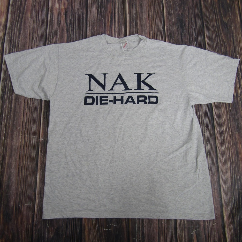 Vintage Jerzees NAK Die-Hard Shirt Mens XL Gray Movie Slogan Graphic 90s
